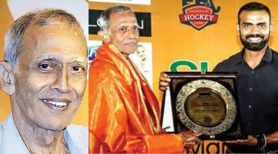 കോച്ച് ശ്രീധര് ഷേണായിയെ, ഇന്ത്യന് ഹോക്കി ടീം ക്യാപ്റ്റനായിരുന്ന പി.ആര്. ശ്രീജേഷ് ആദരിച്ചപ്പോള്