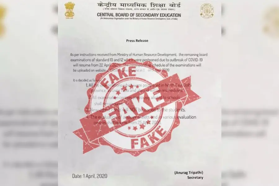പരീക്ഷകള് ഏപ്രില് 22ന് പുനരാരംഭിക്കില്ല; പ്രചരിക്കുന്നത് വ്യാജവാര്ത്ത-സി.ബി.എസ്.ഇ