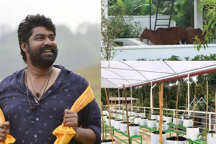 രണ്ട് വെച്ചൂര് പശുക്കളും ഒരാടും നാടന് കോഴിയും മീനും കുറേ പച്ചക്കറികളും; കൃഷിയുമായി ജോജു ജോര്ജ്
