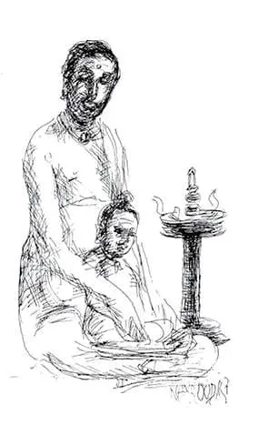 Artist Namboothiri Writes about Sree mookambika During Durgashtami
