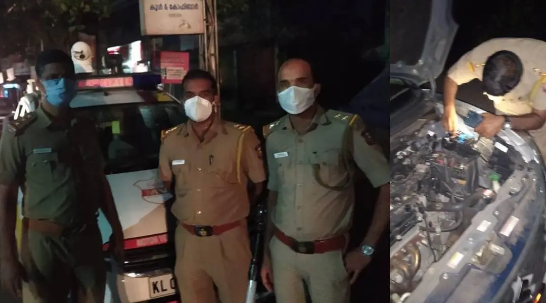 വാഹനം നന്നാക്കി നല്കിയ വെഹിക്കിള് ഇന്സ്പെക്ടര്മാര് | Photo: Social Media