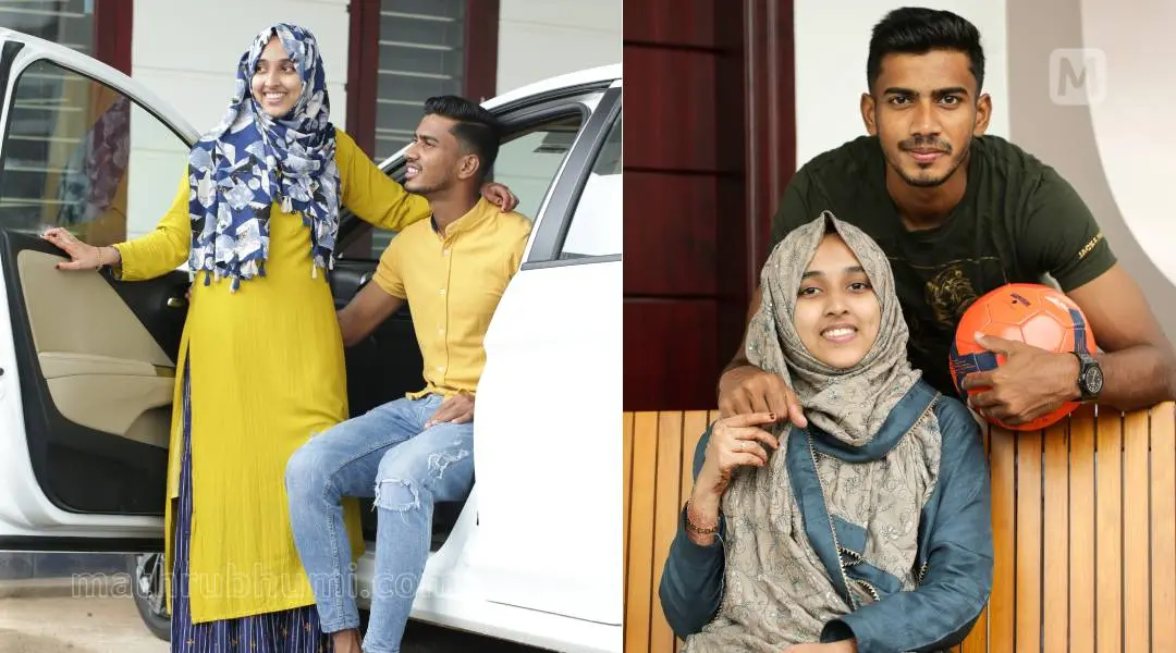 ഇന്ത്യന് ഫുട്ബോളര് ആഷിഖ് കുരുണിയനും ഭാര്യ അസീലയും | Photo: P. Jayesh