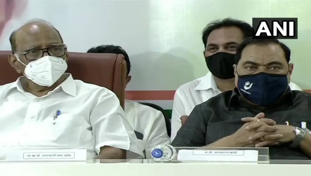 ഏക്നാഥ് ഖഡ്സേയുടെ എന്സിപി പ്രവേശനവുമായി ബന്ധപ്പെട്ട് മുംബൈയില് നടന്ന പരിപാടിയില് നിന്ന് | Photo: ANI
