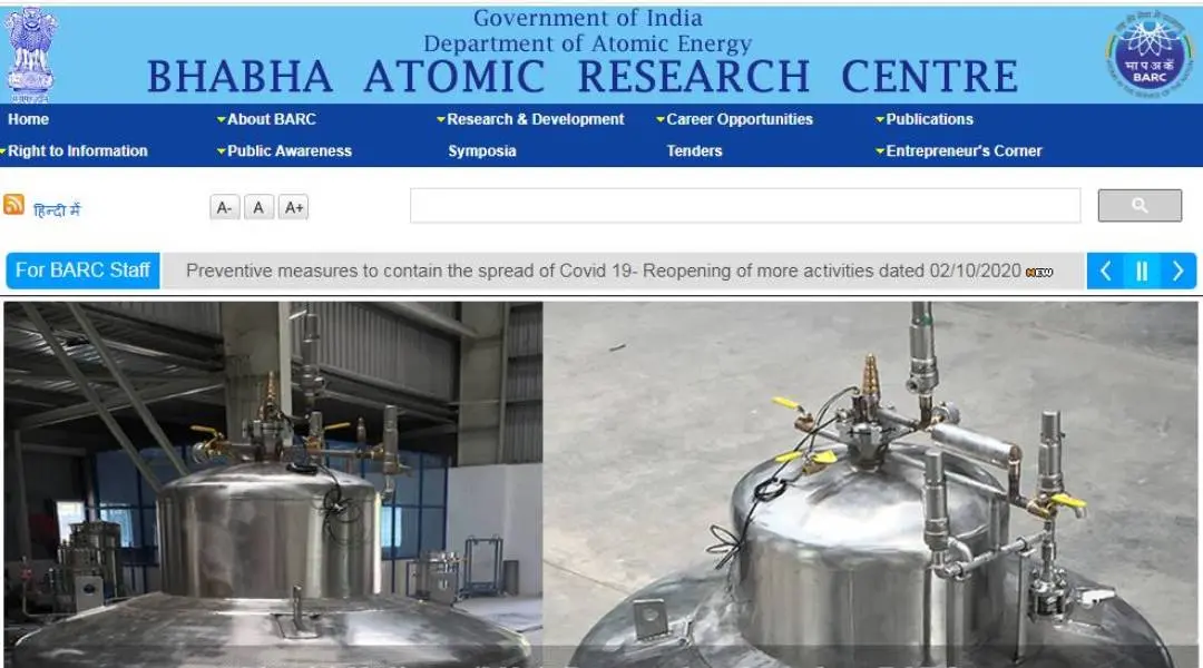Screengrab: www.barc.gov.in