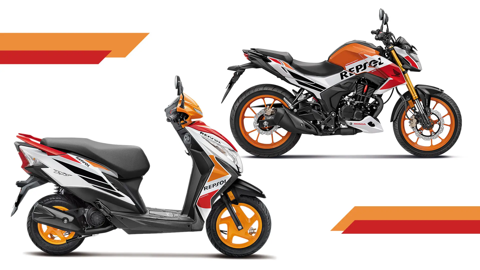 ഹോണ്ട ഹോര്നെറ്റ് 2.0, ഡിയോ റെപ്സോള് എഡിഷന് | Photo: Honda 2Wheelers India