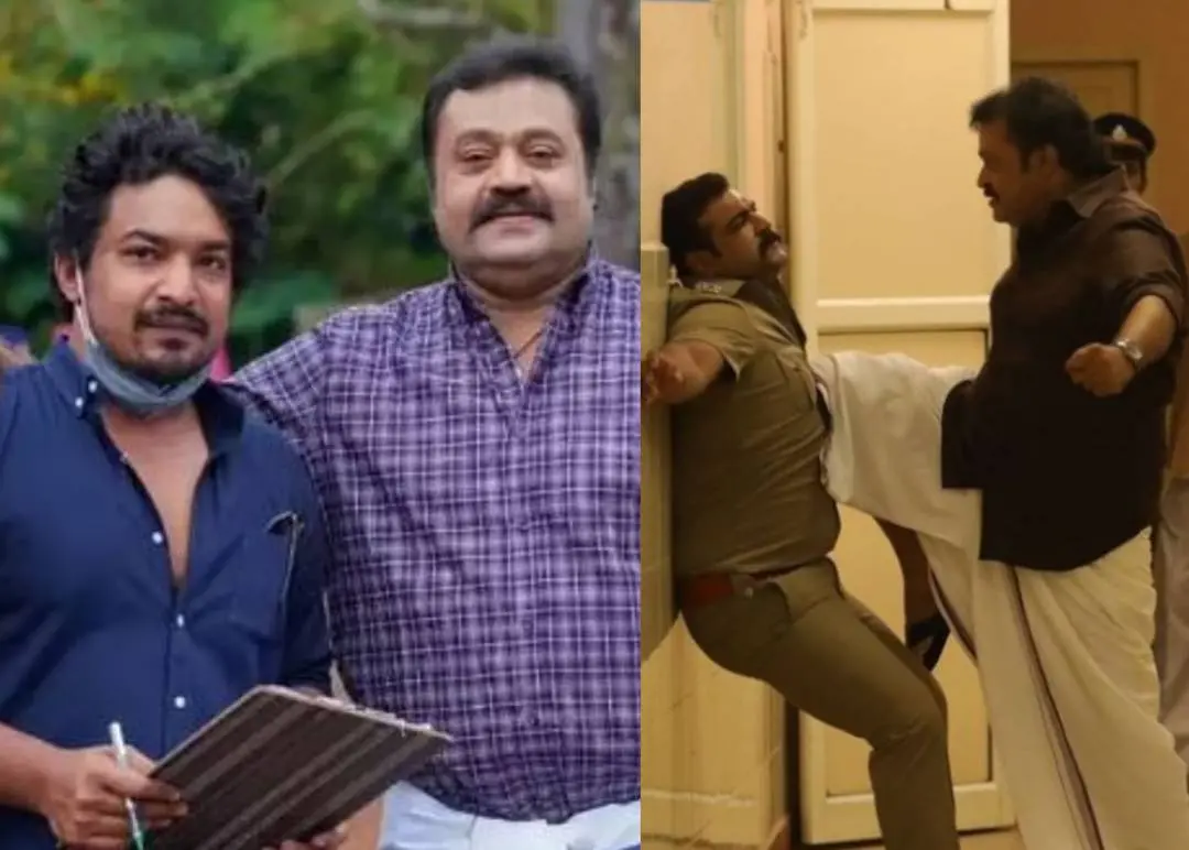 സുരേഷ് ഗോപിക്കൊപ്പം നിതിന്‍രഞ്ജി പണിക്കര്‍, കാവലില്‍ നിന്നുള്ള ദൃശ്യം| Photo: facebook.com|ActorSureshGopi