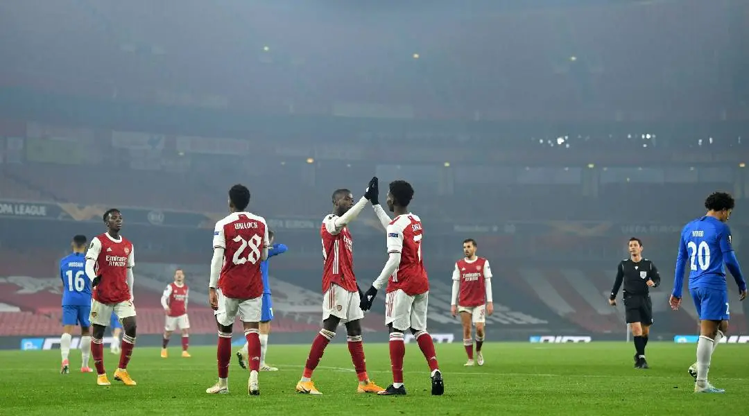 വിജയമാഘോഷിക്കുന്ന ആർസനൽ താരങ്ങൾ | Photo: https:||twitter.com|Arsenal