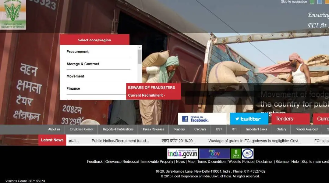 പ്രതീകാത്മക ചിത്രം | Screengrab:www.fci.gov.in