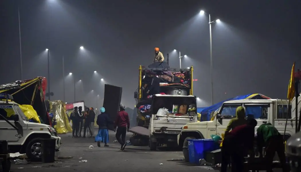 ഗാസിപുരിലെ സമരഭൂമി | photo: PTI