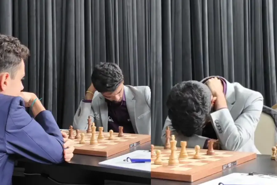 D Gukesh during the match