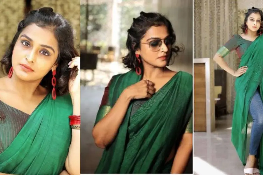 പച്ച സാരിക്കൊപ്പം നീല ജീന്സ്;അടിപൊളി മേക്കോവറില് രമ്യ നമ്പീശന്