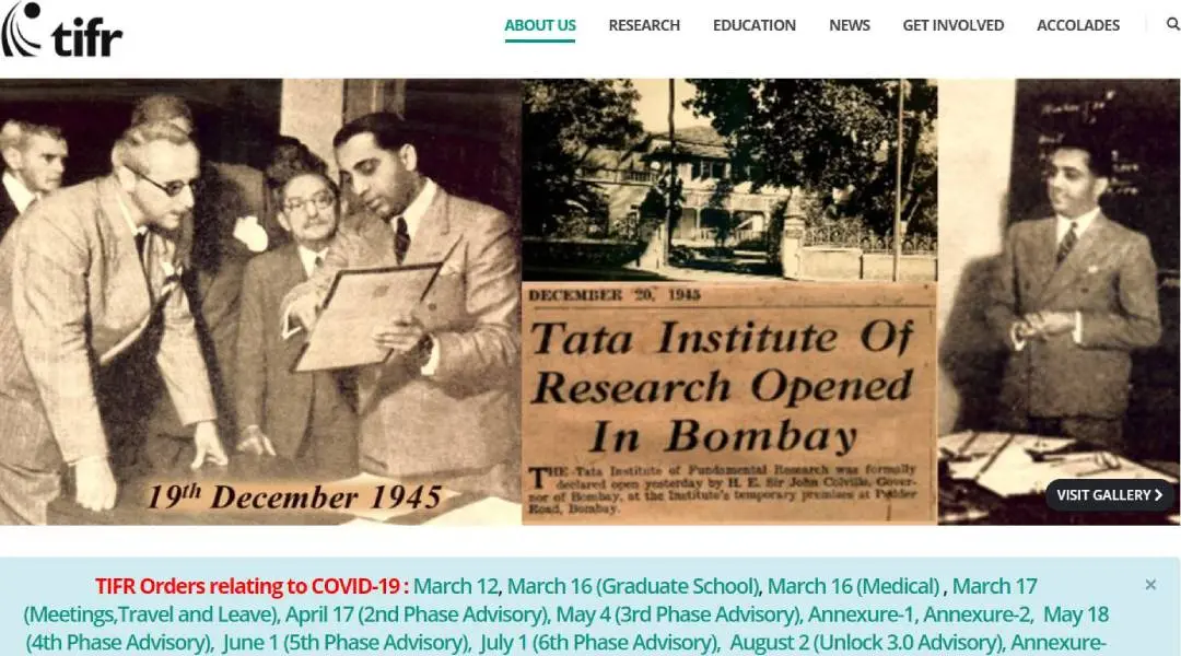 Screen grab: www.tifr.res.in