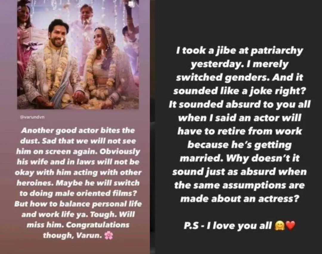 Shraddha Srinath slams patriarchy Varun Dhawan and Natasha Dalal Wedding