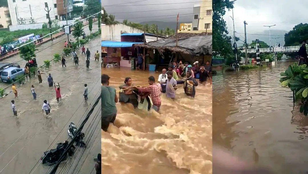 തിരുപ്പതിയില് ഉണ്ടായ വെള്ളപ്പൊക്കത്തിന്റെ ദൃശ്യങ്ങള് | Photo: ANI
