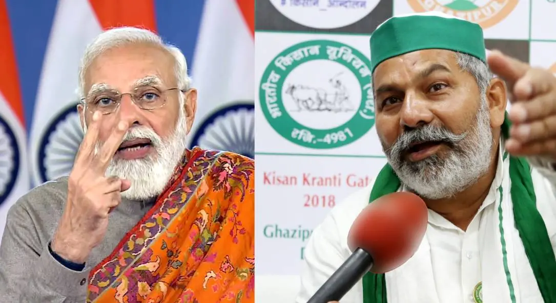 പ്രധാനമന്ത്രി മോദി,രാകേഷ് ടിക്കായത്ത് |ഫോട്ടോ:ANI