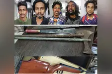 കമ്മട്ടിപ്പാടത്ത് വീട് കയറി ആക്രമിക്കാനെത്തിയ അഞ്ചംഗ സംഘം പിടിയില്‍; എയര്‍ഗണ്ണും വടിവാളുകളും