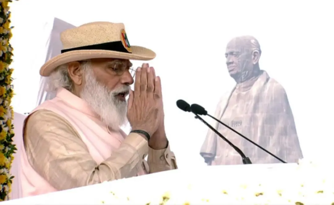 2020 ൽ നടന്ന സർദ്ദാർ വല്ലഭഭായ് പട്ടേലിന്റെ ജൻമവാർഷികാഘോഷത്തിൽ പങ്കെടുക്കുന്ന പ്രധാനമന്ത്രി നരേന്ദ്രമോദി |ANI