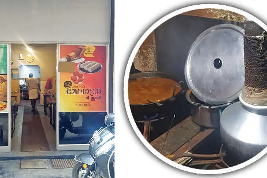 മുളന്തണ്ടിൽ ചകിരിക്കയർ ചുറ്റിവരിഞ്ഞ കുറ്റിയിലുണ്ടാക്കുന്ന പുട്ടും നാടൻ മട്ടൻ കറിയും