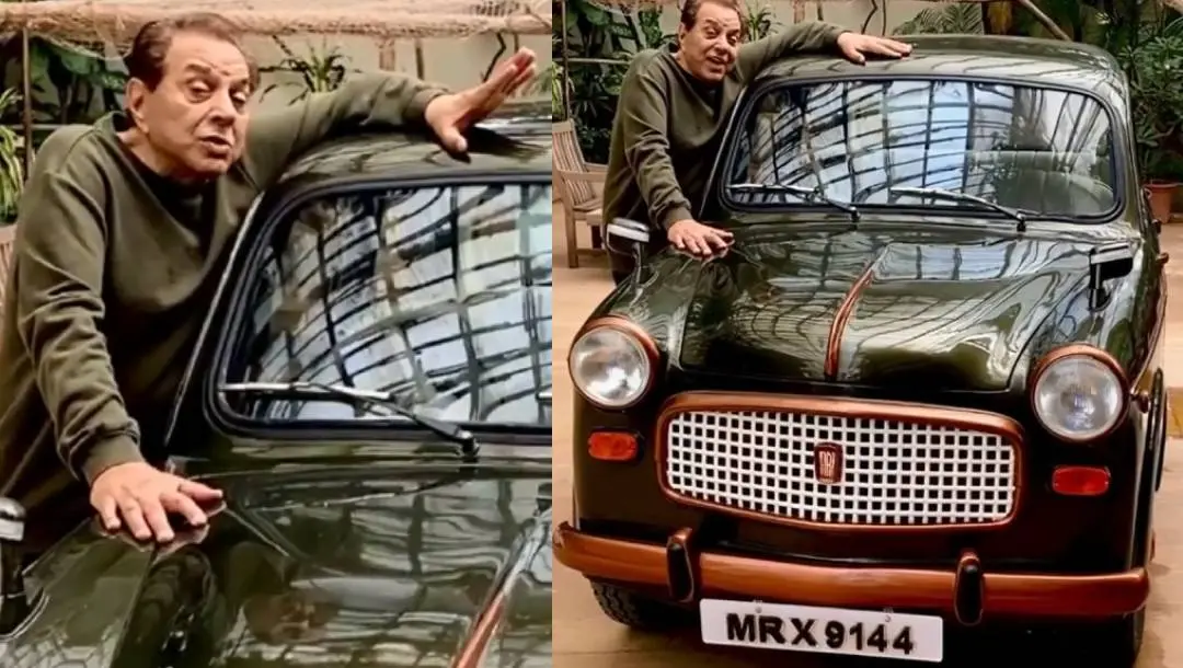 ധര്‍മേന്ദ്ര തന്റെ ആദ്യ വാഹനവുമായി | Photo: Instagram|aapkadharam