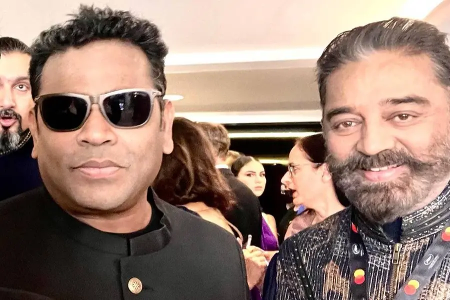 ഉലകനായകൻ വിത്ത് ഓസ്കാർ നായകൻ എന്ന് ആരാധകർ; കാനിൽ തിളങ്ങി റഹ്മാനും കമൽഹാസനും