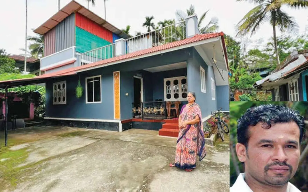 ദീപേഷിന്റെ വീടിനുമുന്നില് അമ്മ കനക. ഇന്സെറ്റില് ദീപേഷ്