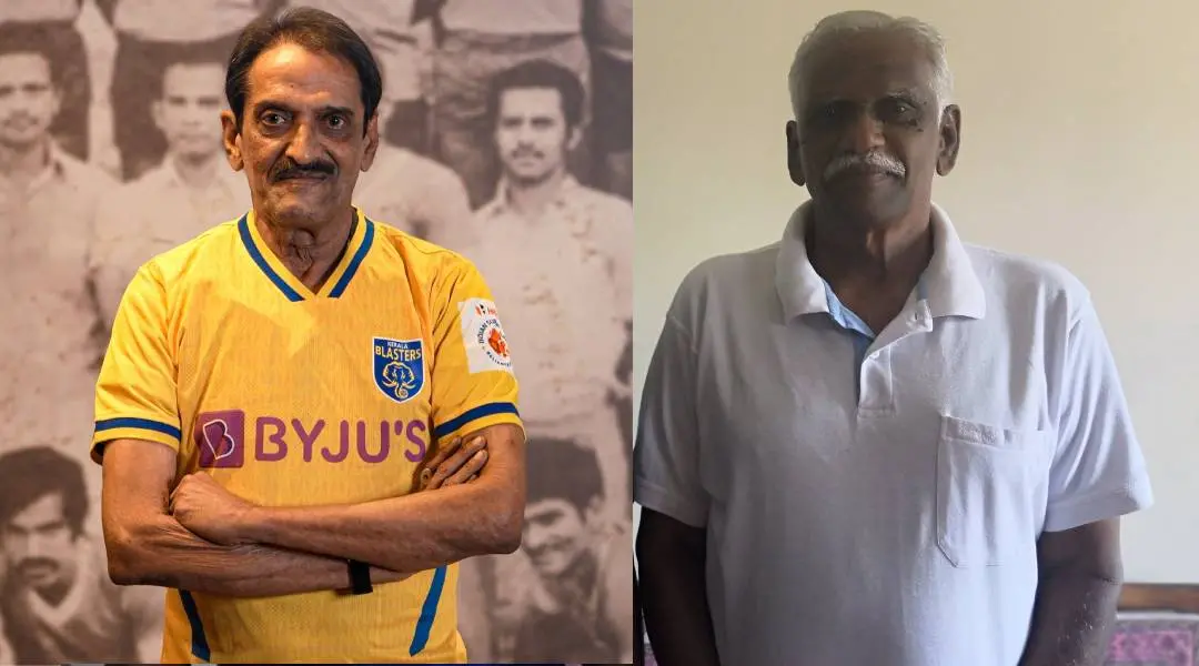 ബി. ദേവാനന്ദും സൈമണ് സുന്ദരരാജും | Photo: twitter.com/KeralaBlasters, twitter.com/ChennaiyinFC