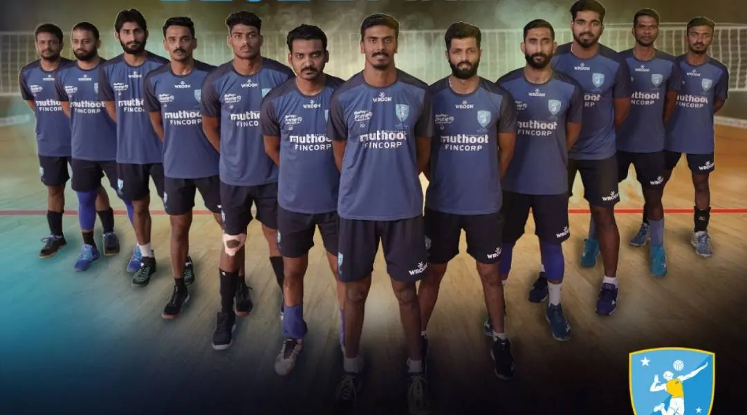 കൊച്ചി ബ്ലൂ സ്പൈക്കേഴ്സ് ടീം അംഗങ്ങള്‍ | Photo: twitter.com|KBS_VC