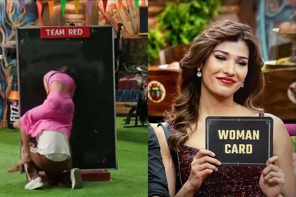 Amaal Mallik and Nehal Chudasama seen performing a task on Bigg Boss 19, Nehal Chudasama (R)
