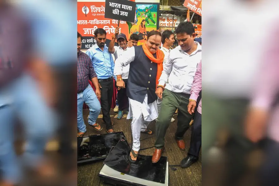 Shiv Sena protests India-Pak Asia Cup match: TV smashed, Sindoor campaign launched in Maharashtra | VIDEO