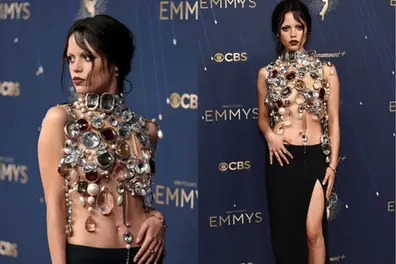 Wednesday star, Jenna Ortega shines in daring pearl-encrusted look at Emmys 2025 | WATCH