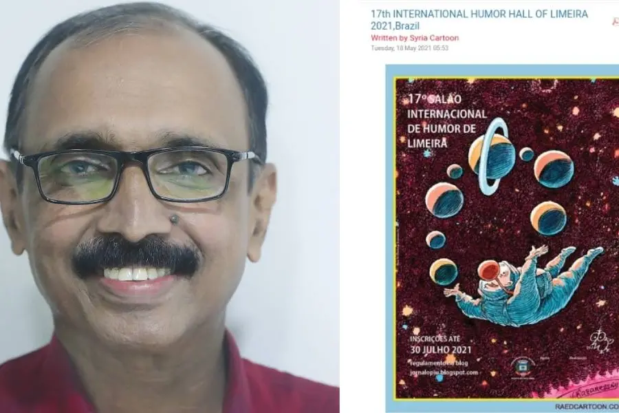 രജീന്ദ്രകുമാറിന്റെ കാരിക്കേച്ചറിന് അന്താരാഷ്ട്ര പുരസ്കാരം