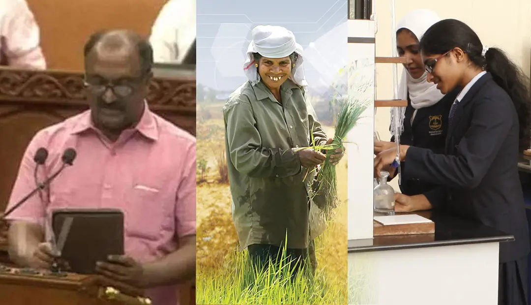 ബജറ്റ് അവതരണത്തിന് മുന്നോടിയായി മുഖ്യമന്ത്രി പിണറായി വിജയനുമായി സംസാരിക്കുന്ന ധനമന്ത്രി കെ.എന്. ബാലഗോപാല്
