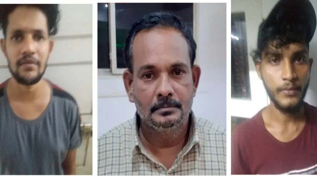 അറസ്റ്റിലായ അബ്ദുല്‍സലാം, അഷ്‌റഫ്, റഫീക്ക് എന്നിവര്‍