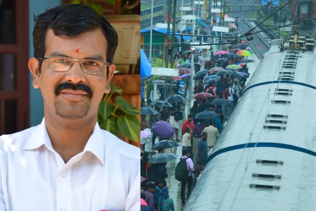 ടിടിഇ കൃഷ്ണ കുമാര്‍/ ഷൊര്‍ണൂര്‍ റെയില്‍വേ പ്ലാറ്റ്‌ഫോം| Photo: Special Arrangement/ Mathrubhumi