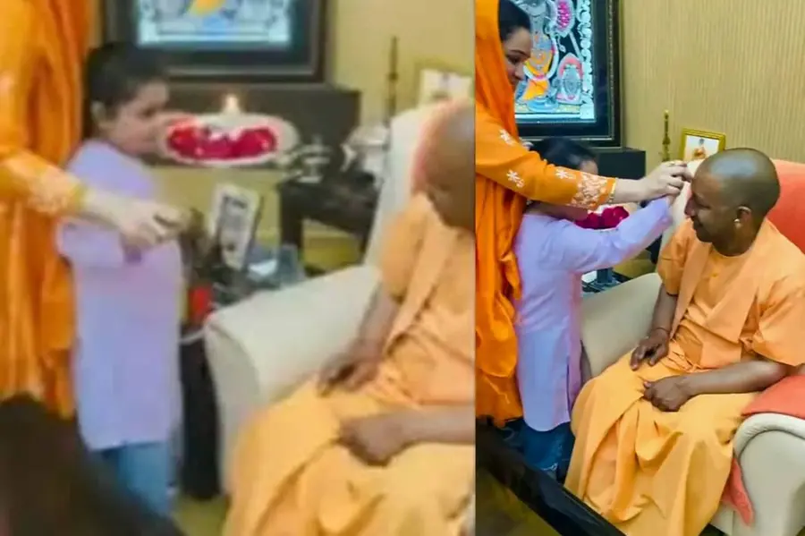 അഭിനന്ദനവുമായി അപര്ണ യാദവ്; യോഗിക്ക് തിലകം ചാര്ത്തി മുലായത്തിന്റെ ചെറുമകള്