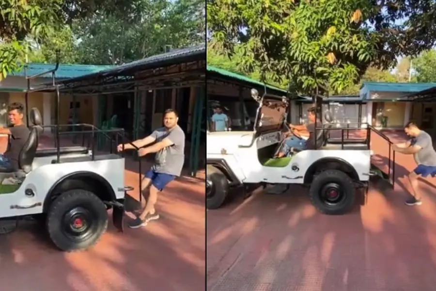തടി കുറയ്ക്കണമെന്ന് പ്രധാനമന്ത്രി, ജീപ്പ് തള്ളി വ്യായാമം ചെയ്ത് തേജസ്വി യാദവ് | Video