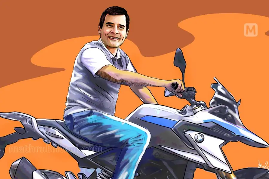 ബി.എം.ഡബ്ല്യു ബൈക്കിൽ റോഡിലൂടെ ചീറിപ്പാഞ്ഞ് രാഹുൽ, ഒപ്പം സുരക്ഷാഭടനും; ആ ദൃശ്യം പക്ഷേ, ഇന്നില്ല