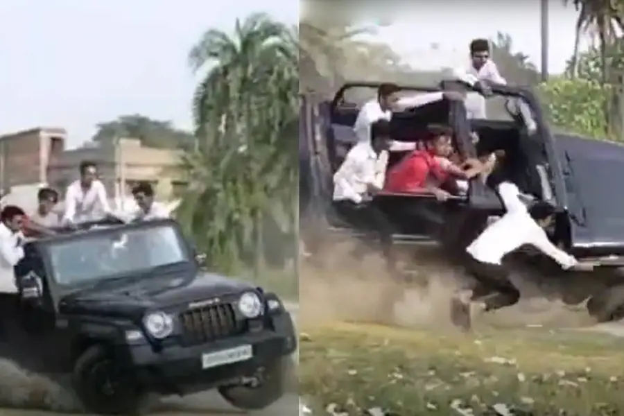 അഭ്യാസത്തിനിടെ തലകുത്തി മറിഞ്ഞ് ഥാര്; വീഡിയോ വൈറലായതോടെ പോലീസ് കേസും | Video