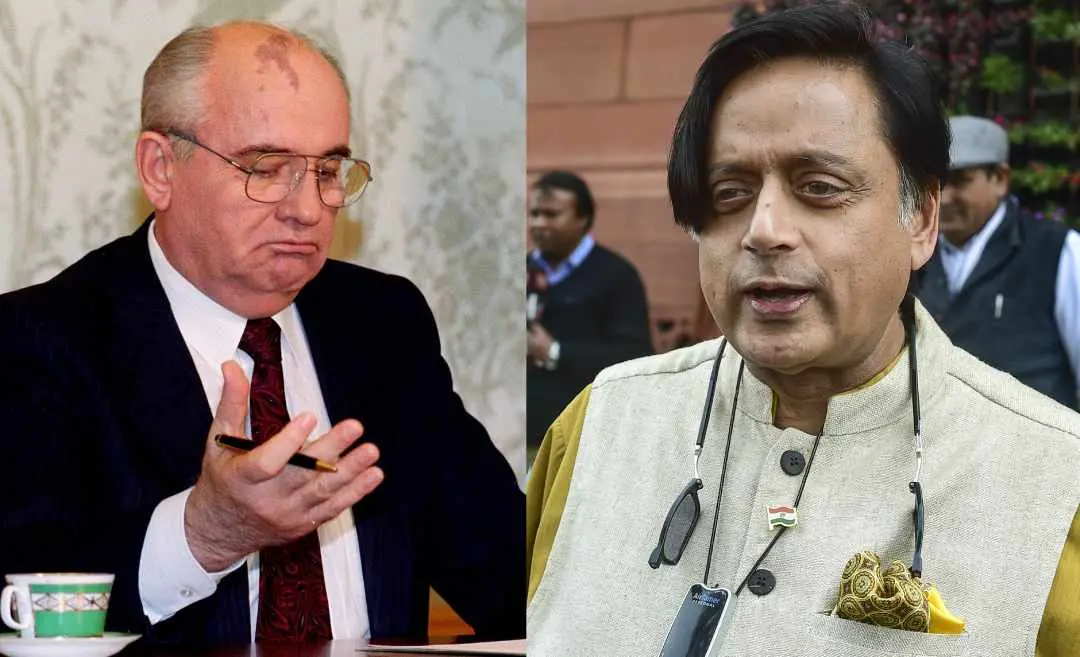 മിഖായേല് ഗോര്ബച്ചേവ്, ശശി തരൂര് |ഫോട്ടോ:AFP,PTI