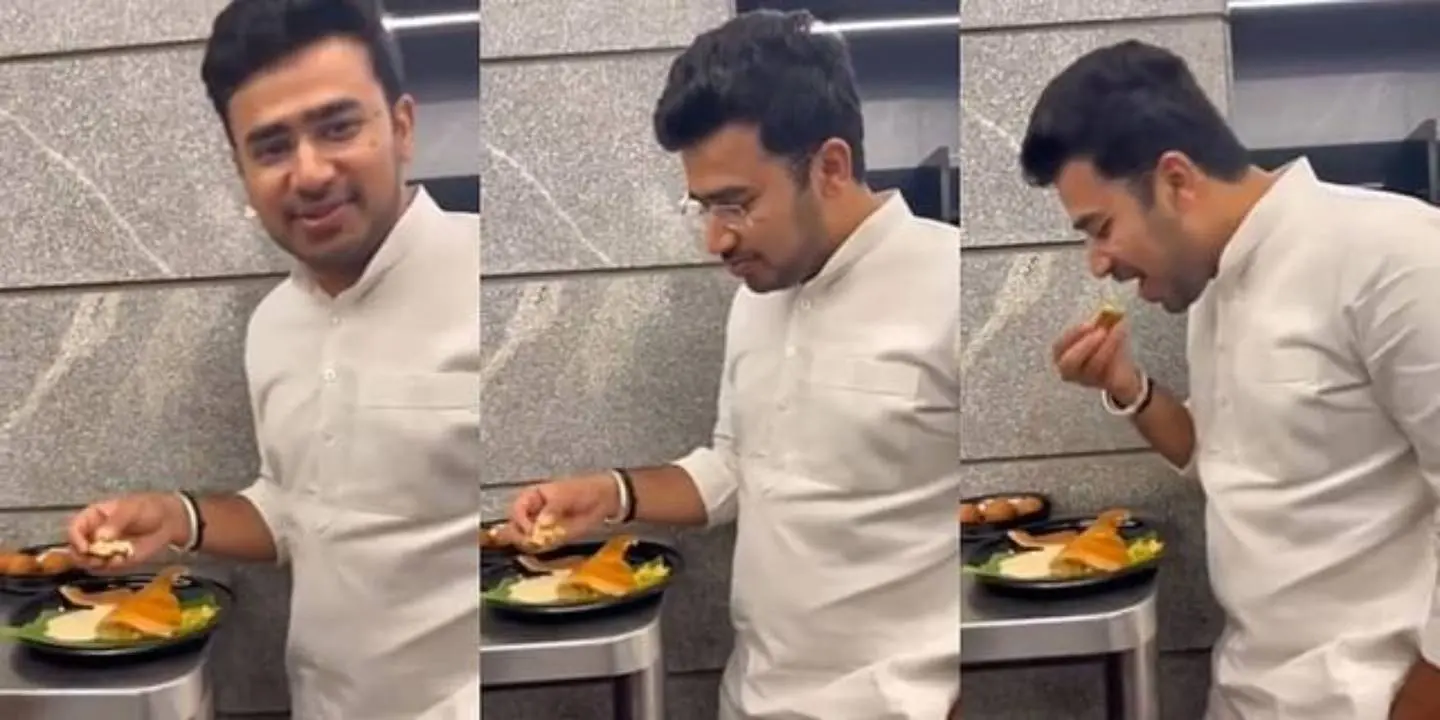 തേജസ്വി സൂര്യ ട്വിറ്ററില് പങ്കുവെച്ച വീഡിയോയില് നിന്ന് | Photo: twitter/ tejasvi surya