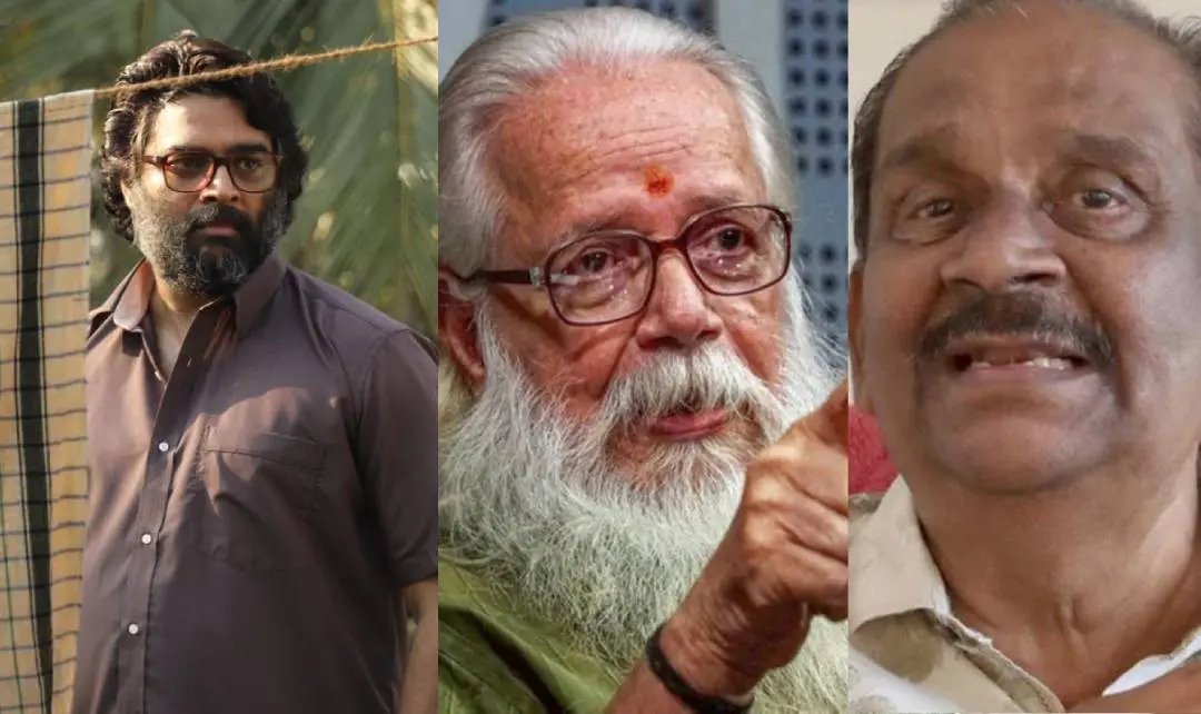 റോക്കട്രി ദ നമ്പി ഇഫക്ടില് ആര്.മാധവന്, നമ്പി നാരായണന്, ശശികുമാര്