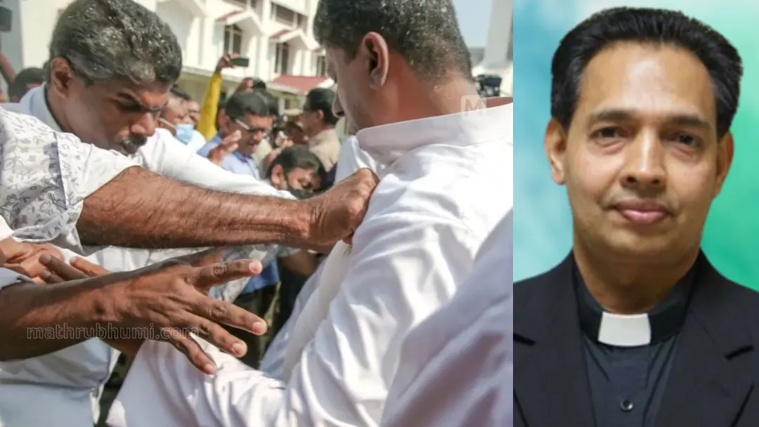 സെന്റ് മേരീസ് ബസിലിക്കയില് നടന്ന പ്രതിഷേധം, മാര് എഫ്രേം നരികുളം | Photo: Mathrubhumi