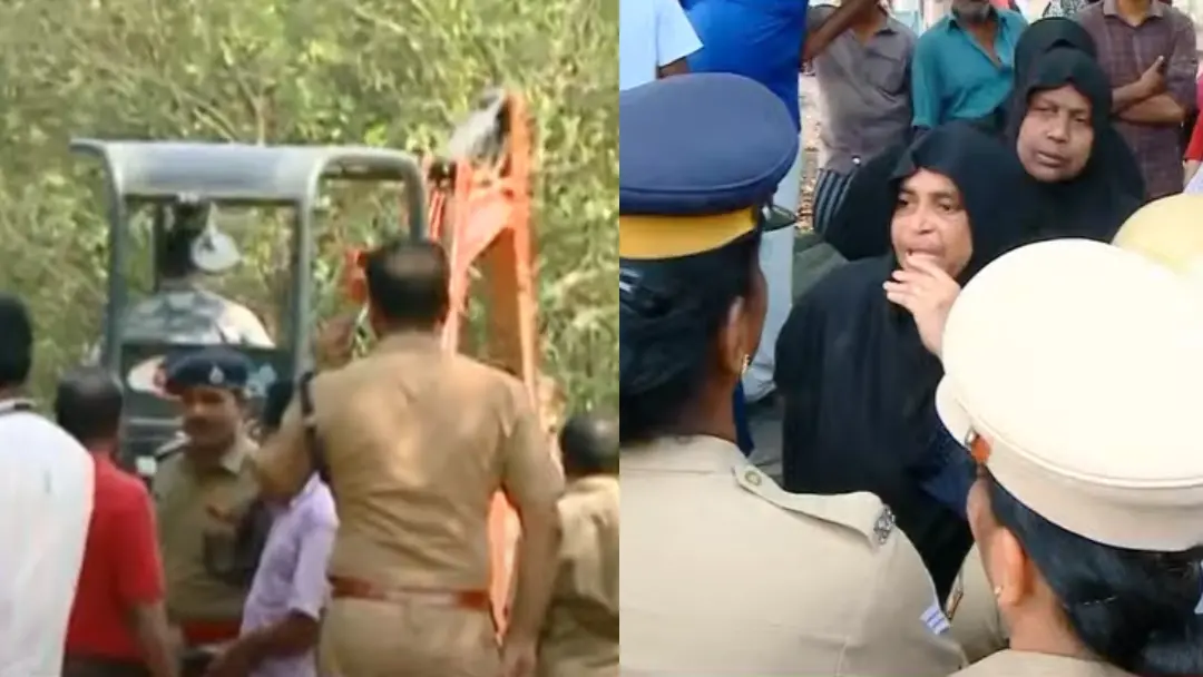 മാലിന്യ പ്ലാന്റിനെതിരെ നാട്ടുകാരുടെ പ്രതിഷേധം | Photo: Mathrubhumi News/ Screen Grab