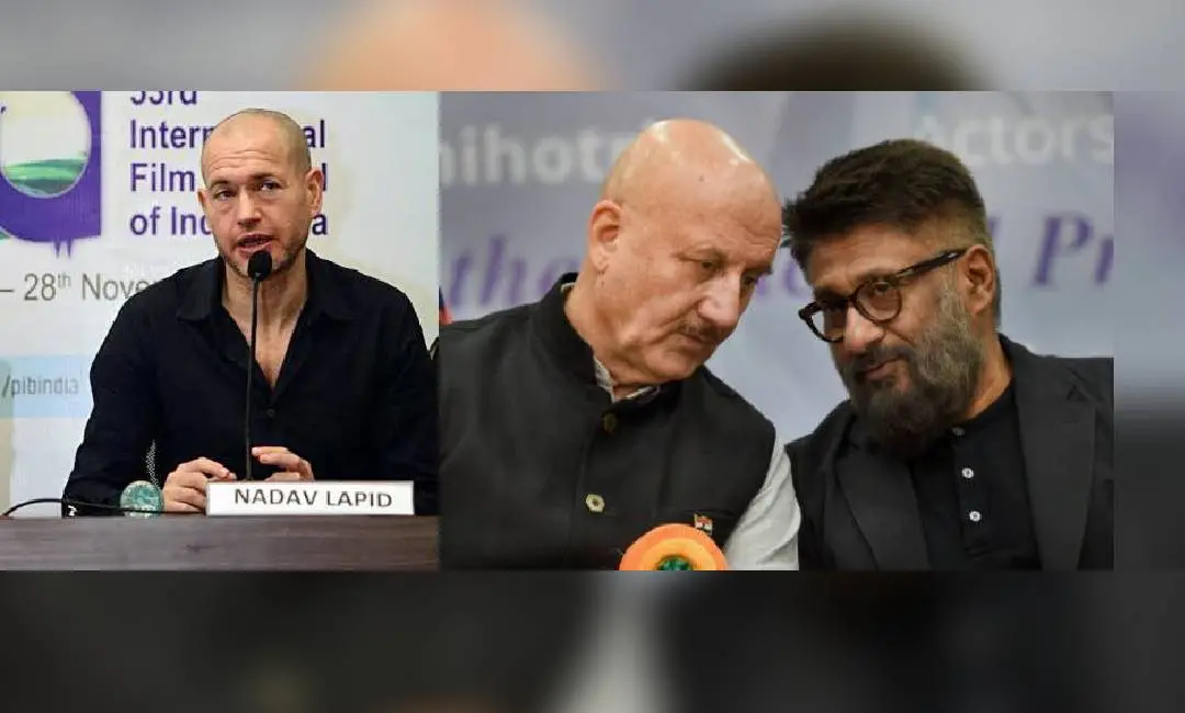 നാദവ് ലാപിഡ്, അനുപം ഖേറും വിവേക് അഗിനിഹോത്രിയും | Photo: ANI, PTI