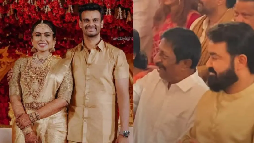 വിശാഖും അദ്വൈതയും, വിശാഖിന്റെ വിവാഹത്തില് പങ്കെടുക്കാന് മോഹന്ലാലും ശ്രീനിവാസനും എത്തിയപ്പോള്