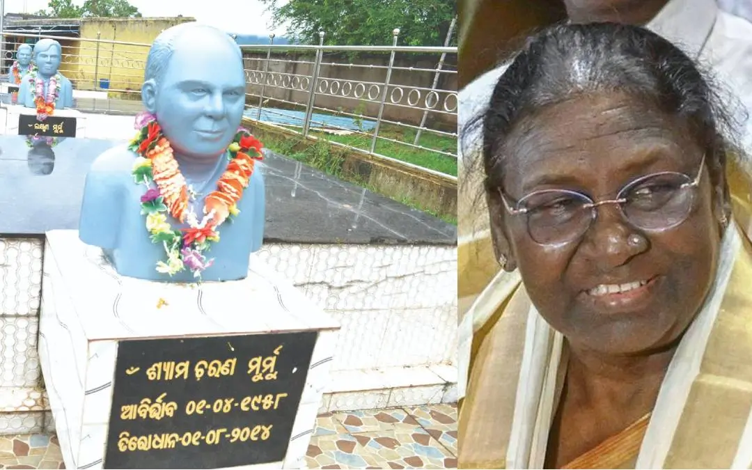 വിദ്യാലയവളപ്പിലുള്ള ശ്യാംചരൺ, ലക്ഷ്മൺ, സിപുൺ എന്നിവരുടെ പ്രതിമകൾ, ദ്രൗപദി