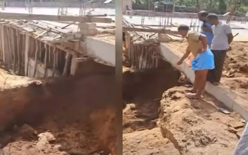മാത്തുക്കുട്ടിയുടെ വീടിനടുത്തുള്ള കുഴിയുടെ നിര്മാണപ്രവര്ത്തനത്തിനിടെ മണ്ണിടിച്ചിലുണ്ടായപ്പോള് | Photo : Screengrab from Mathrubhumi News