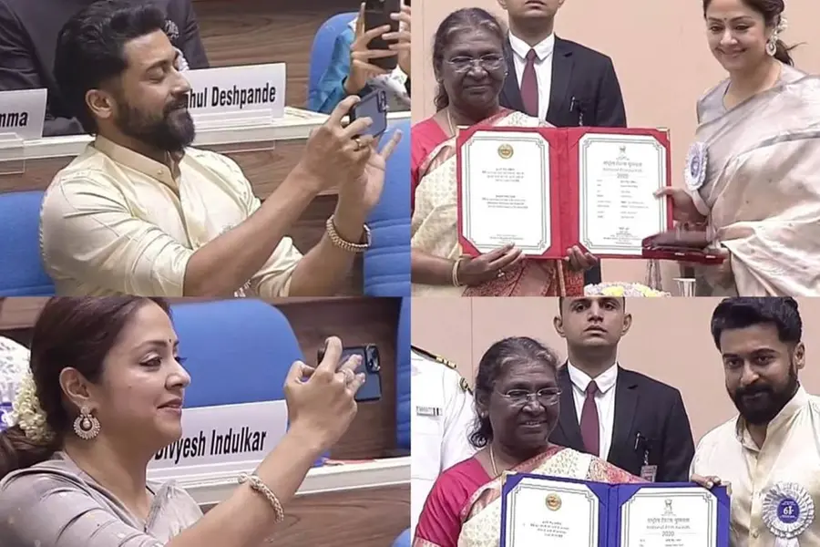 ഇതൊരു ചരിത്ര നിമിഷം; പുരസ്കാരത്തിളക്കത്തില് സൂര്യയും ജ്യോതികയും