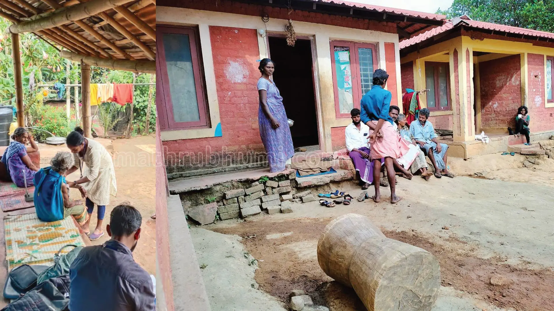 താഴെ തുടുക്കി ഊരിലെ ലക്ഷ്മി മൂപ്പത്തിയെ പരിശോധിക്കുന്ന ജെ.പി.എച്ച്.എൻ. പ്രിയ ജോയി, കടുകുമണ്ണ ഊര്