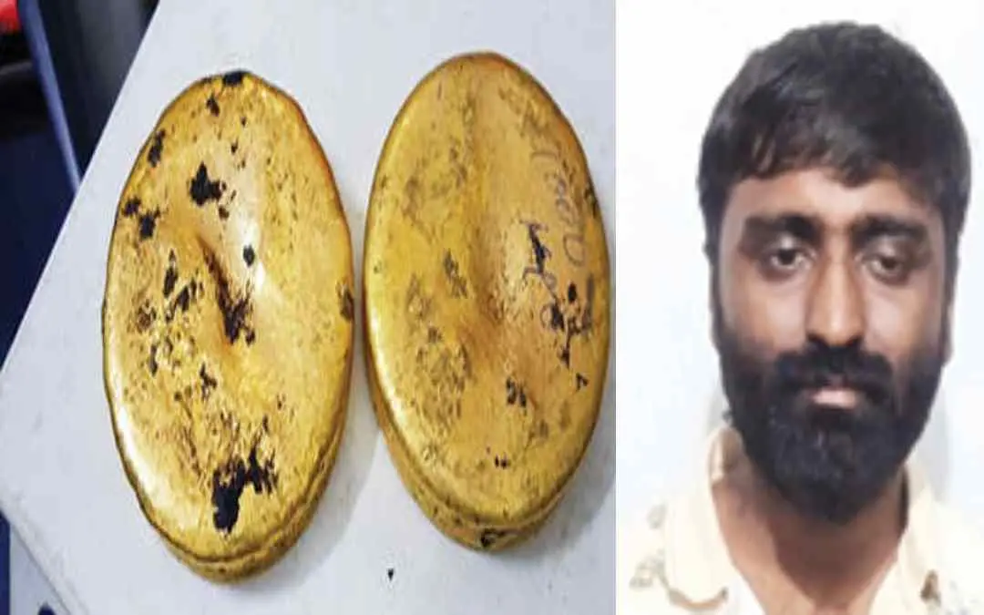 പിടിച്ചെടുത്ത സ്വര്‍ണക്കട്ടി, പിടിയിലായ അരിയമിത്രന്‍